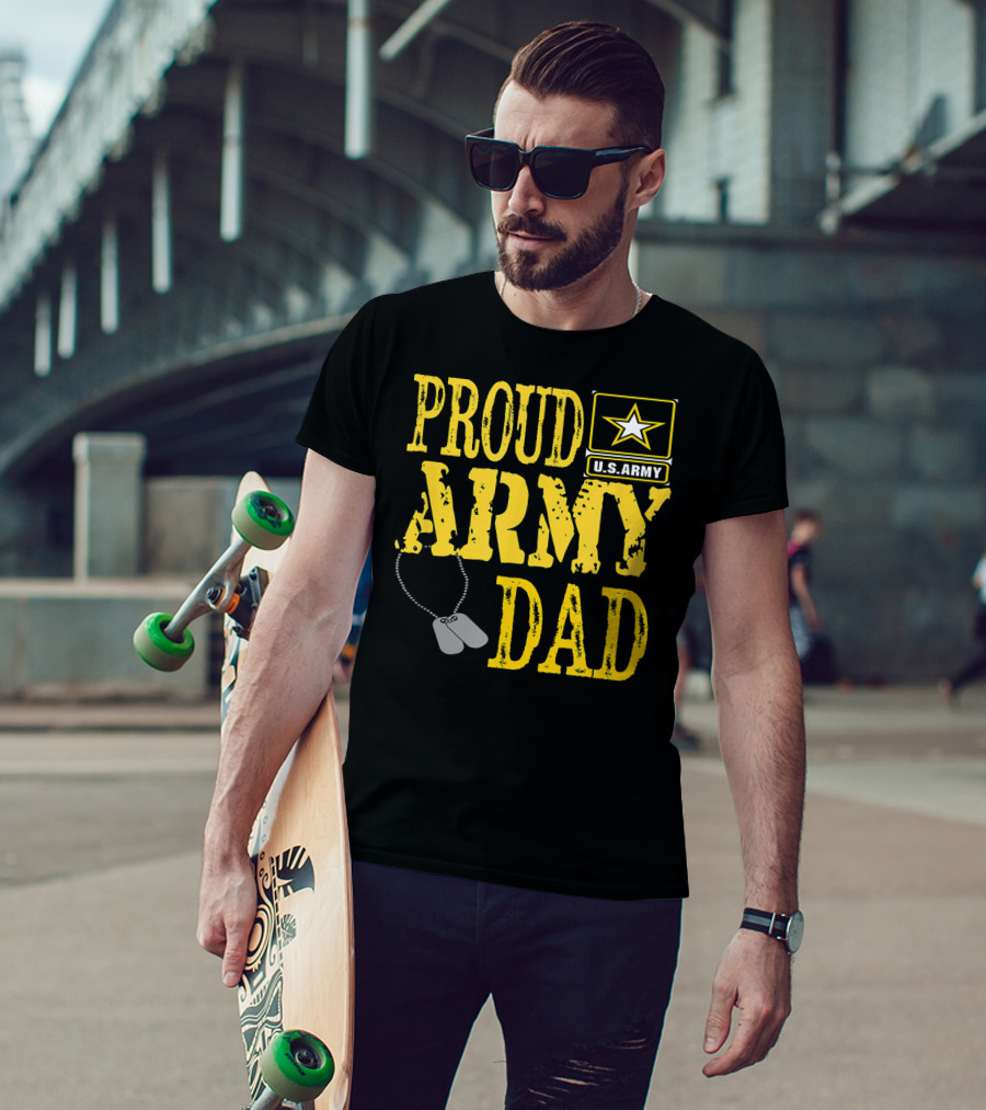Proud Army Dad U.S. Army Military Pride Dog Tags T-Shirt