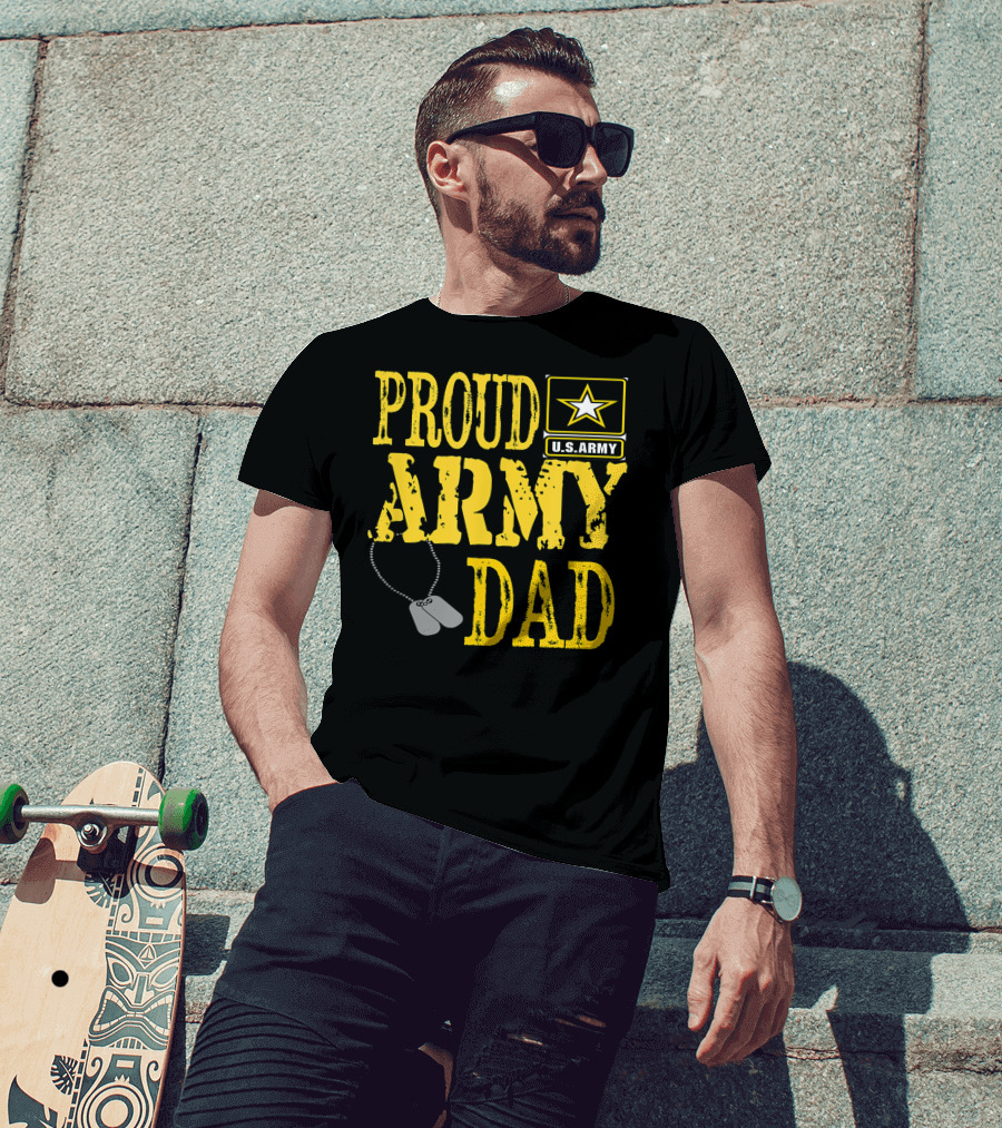 Proud Army Dad U.S. Army Military Pride Dog Tags T-Shirt