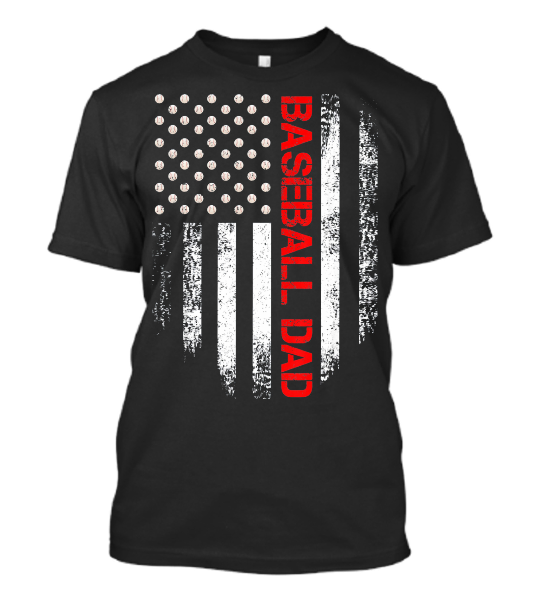 Baseball Dad Vintage USA American Flag Proud T-Shirt