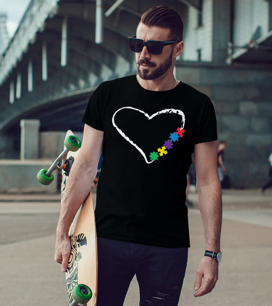 Autism Awareness Heart With Puzzle Pieces T-Shirt