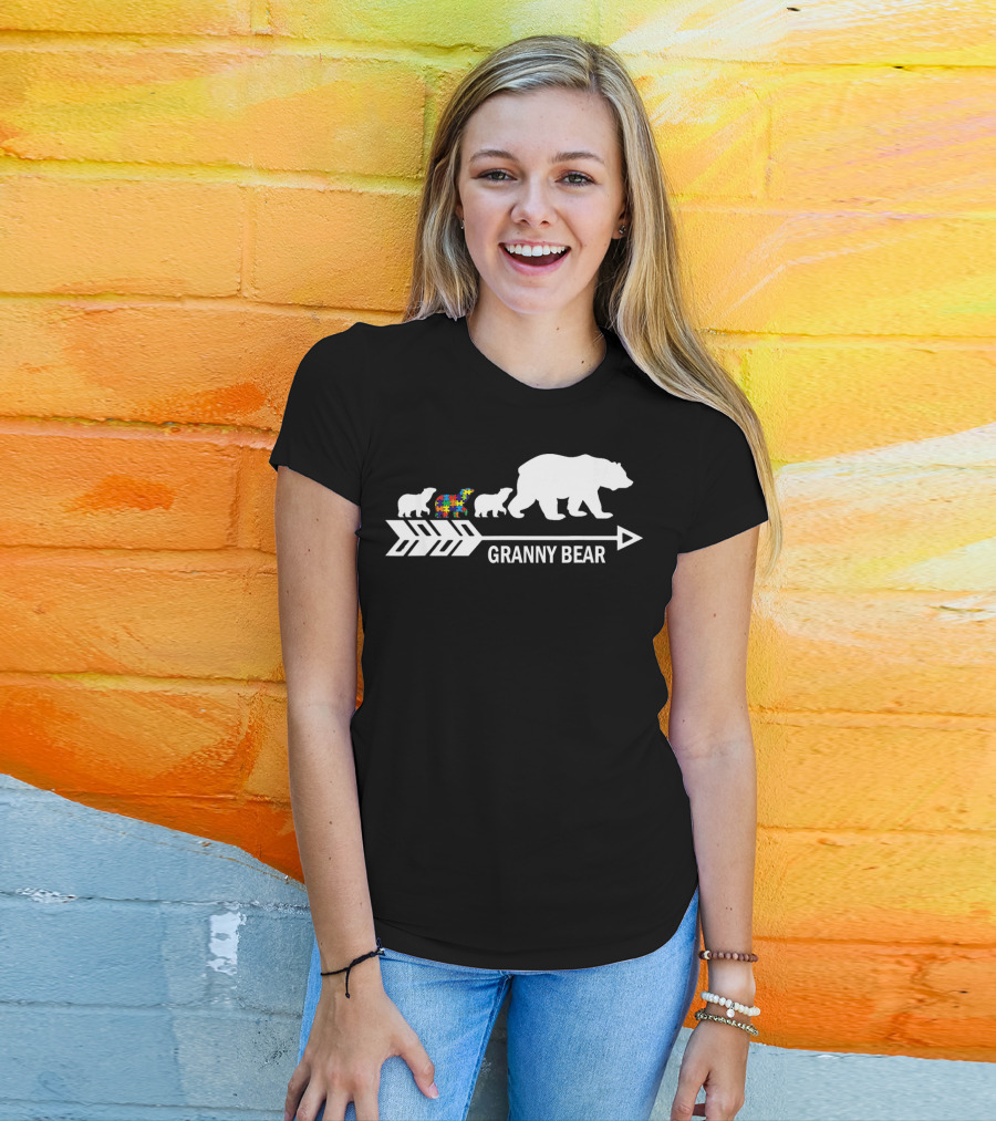Granny Bear Autism Awareness Bear Family Arrow T-Shirt