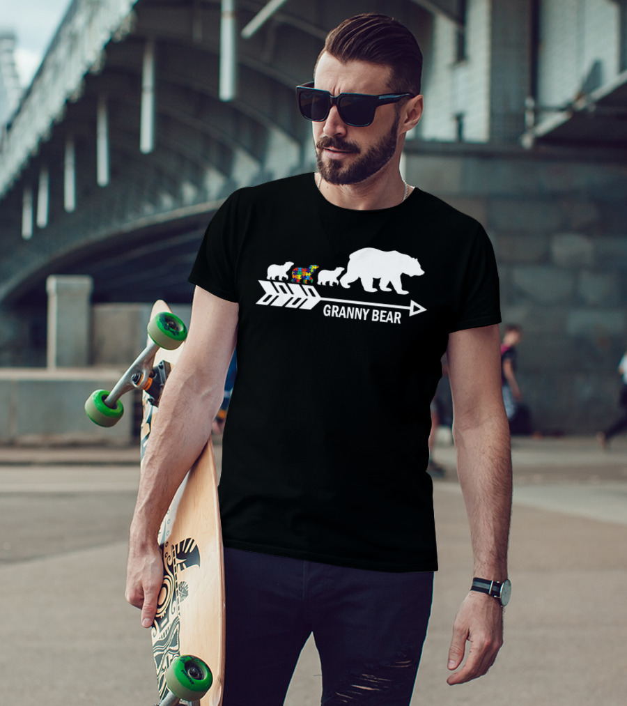 Granny Bear Autism Awareness Bear Family Arrow T-Shirt