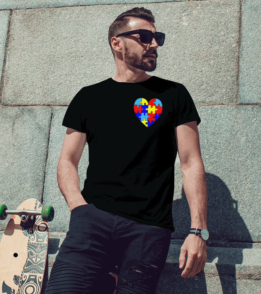 Autism Awareness Heart Love Parent Puzzle T-Shirt