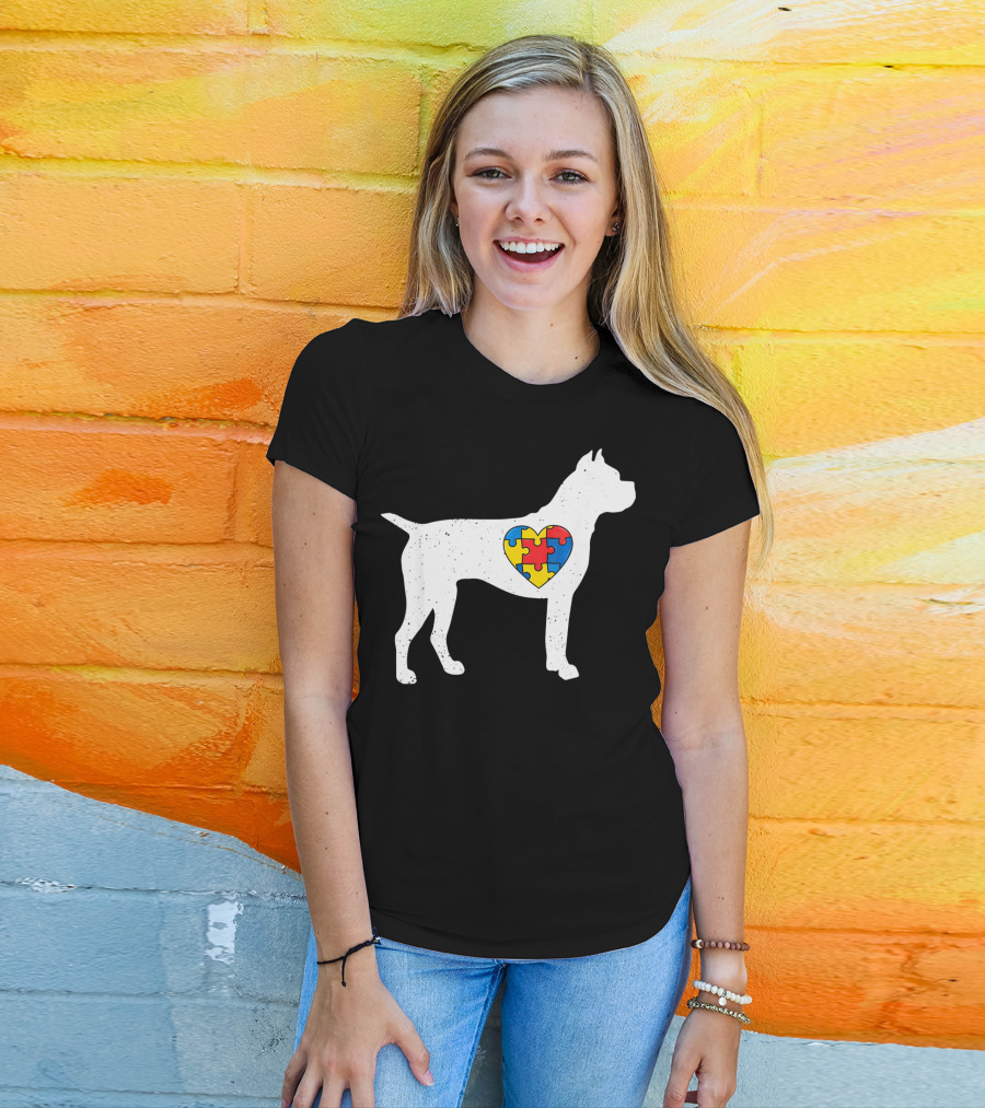 Boxer Heart Autism Awareness Puzzle Day T-Shirt