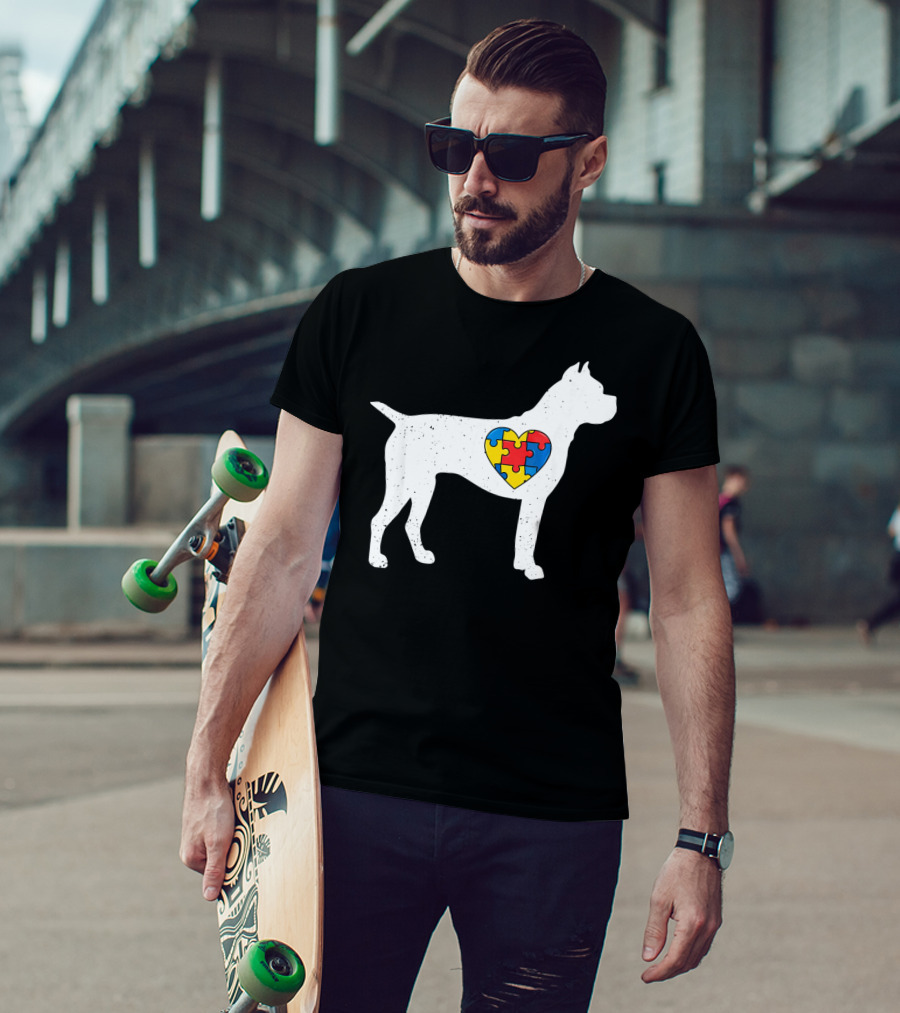 Boxer Heart Autism Awareness Puzzle Day T-Shirt