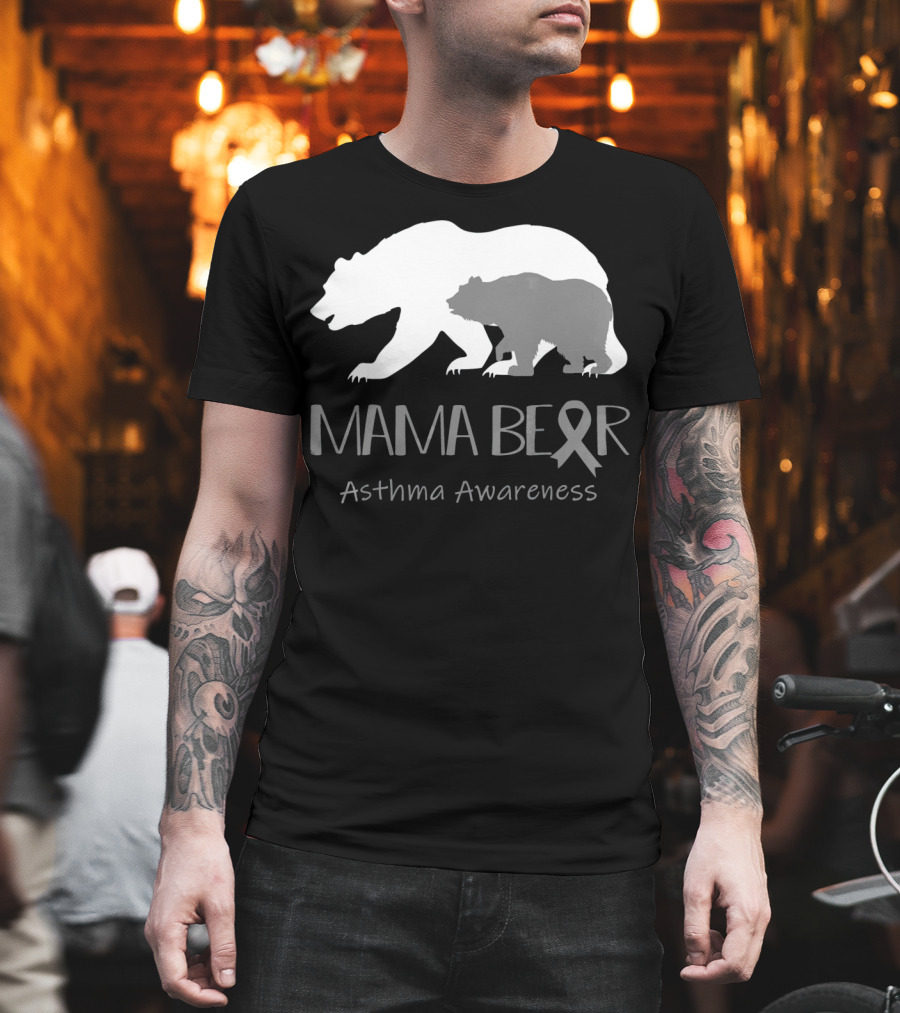 Mama Bear Asthma Awareness Ribbon T-Shirt