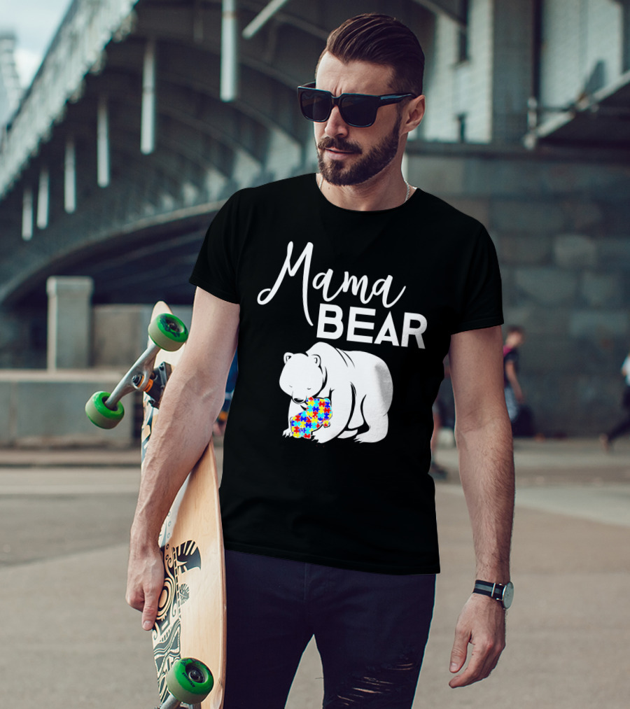 Mama Bear Autism Puzzle Heart T-Shirt