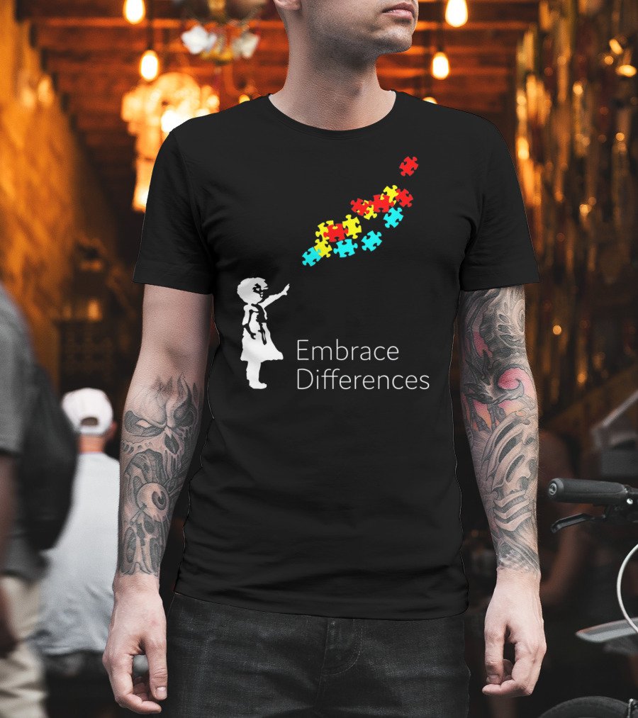 Embrace Differences Autism Puzzle Piece Awareness T-Shirt