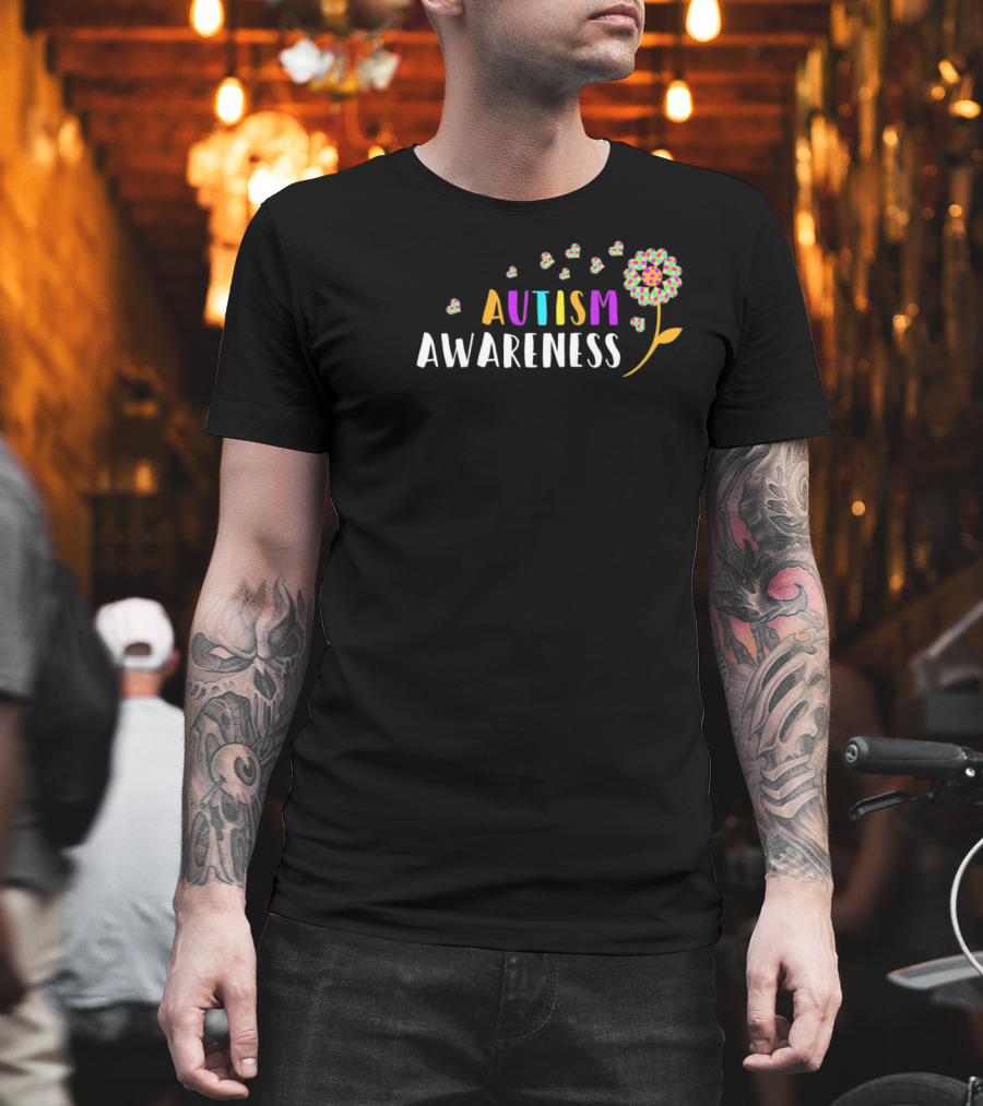Autism Awareness Colorful Dandelion And Hearts T-Shirt