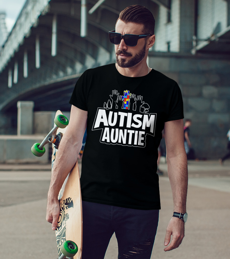 Autism Auntie Cool Autistic Awareness T-Shirt