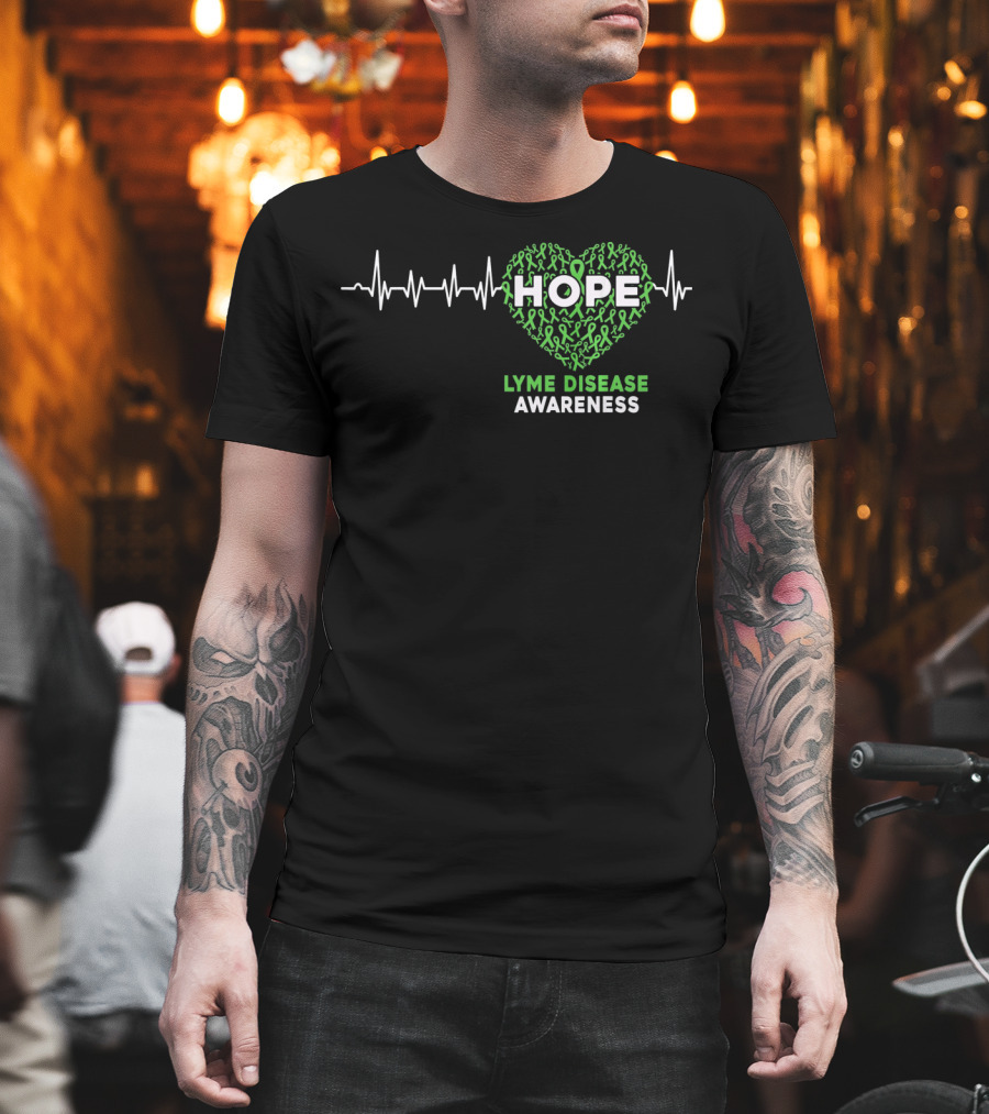HOPE Heartbeat Ribbon Lyme Disease Awareness T-Shirt