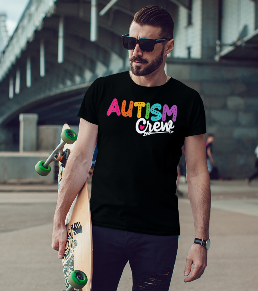 Autism Crew Colorful Heart Arrow Autism Awareness T-Shirt