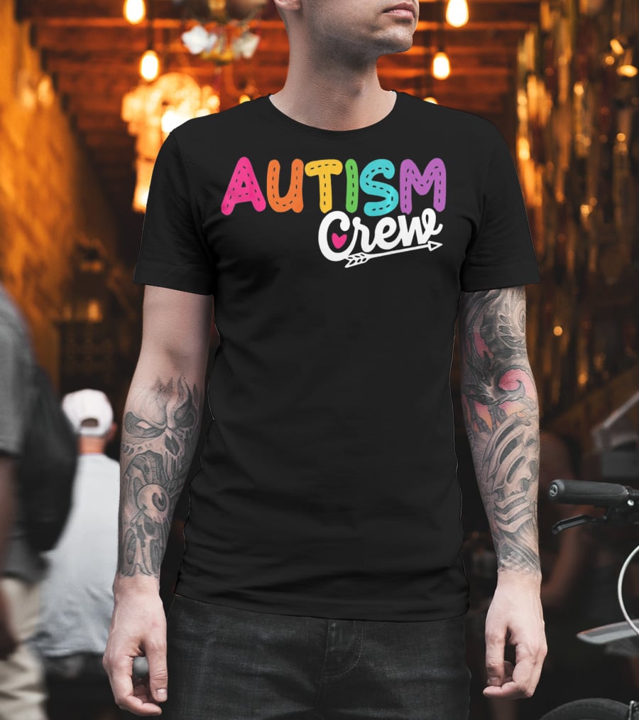 Autism Crew Colorful Heart Arrow Autism Awareness T-Shirt