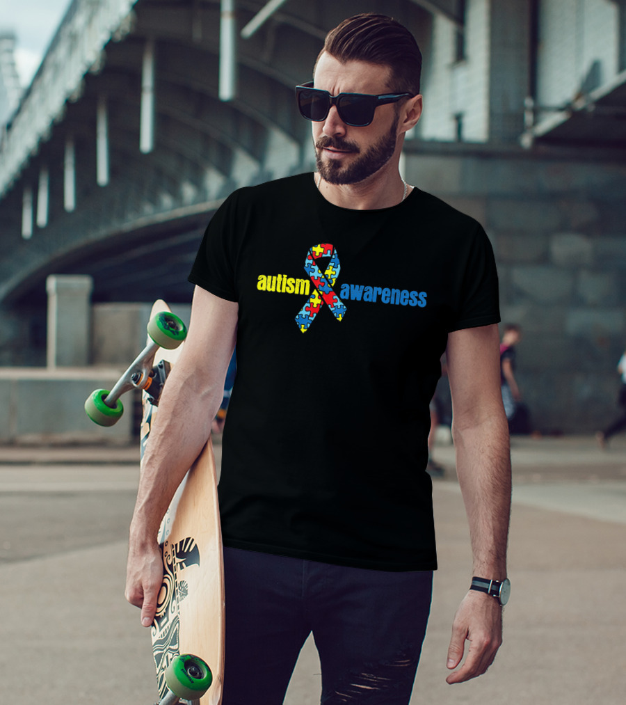 Autism Awareness Ribbon With Puzzle Pieces T-Shirt