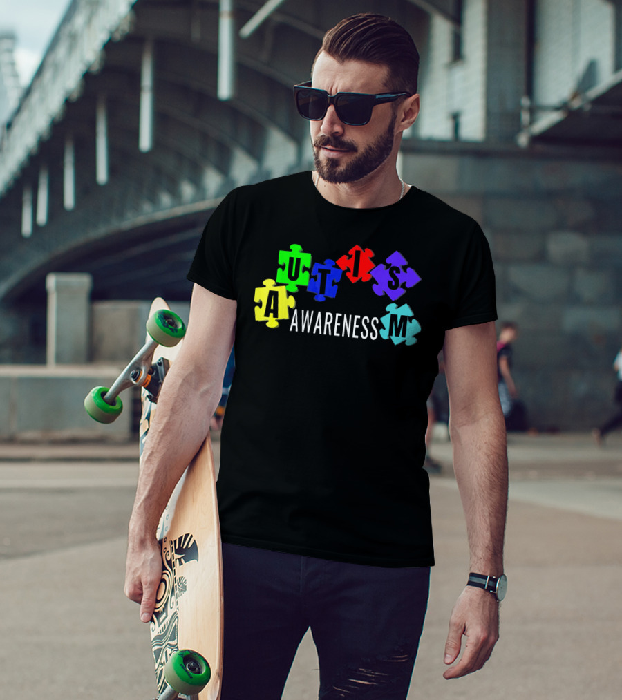 Autism Awareness Colorful Puzzle Pieces T-Shirt