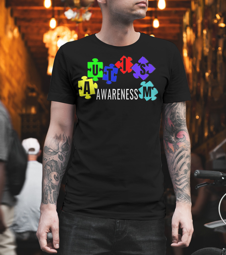 Autism Awareness Colorful Puzzle Pieces T-Shirt