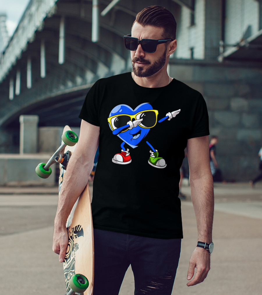 Dabbing Blue Heart Autism Awareness Month T-Shirt