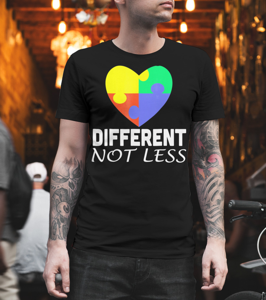 Different Not Less Autism Puzzle Piece Awareness T-Shirt