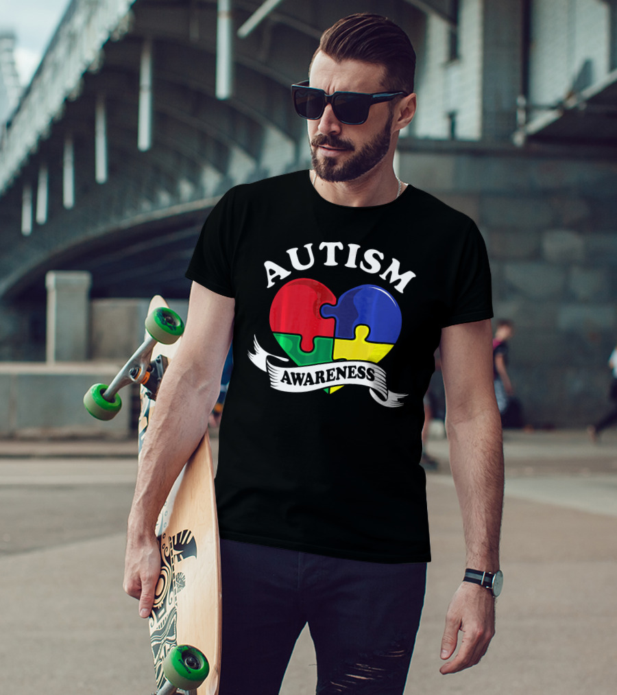 Autism Awareness Heart Puzzle Piece T-Shirt