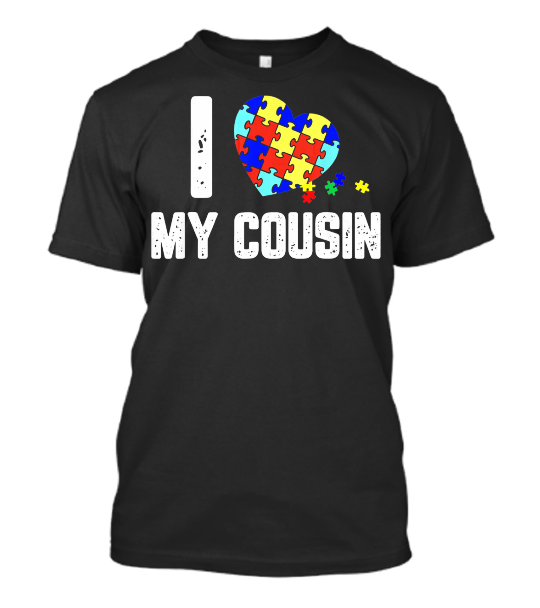 I Love My Cousin Heart Puzzle Autism Awareness T-Shirt