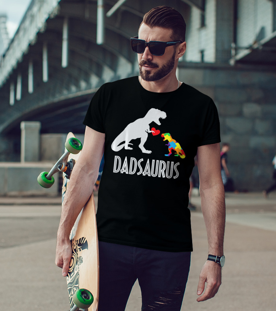 Dadsaurus Dinosaur Family Kids Autism Awareness T-Shirt