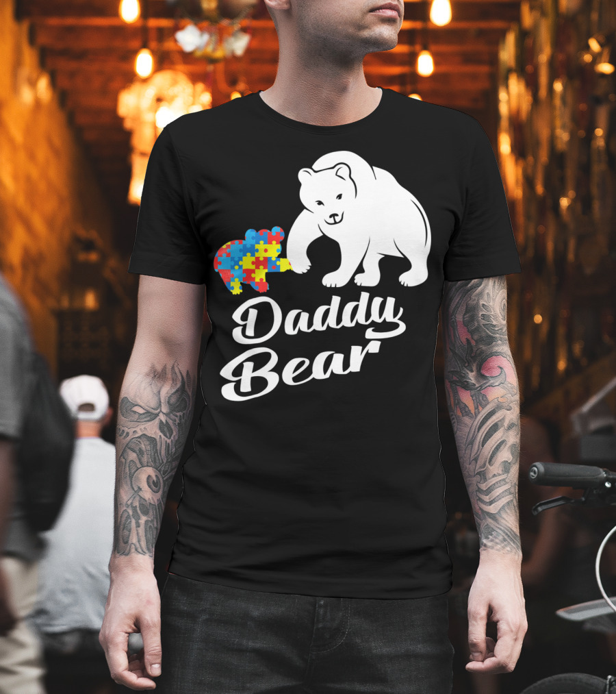 Daddy Bear Autism Puzzle Heart T-Shirt