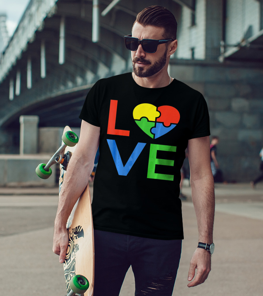 LOVE Heart Puzzle Autism Awareness Autistic T-Shirt