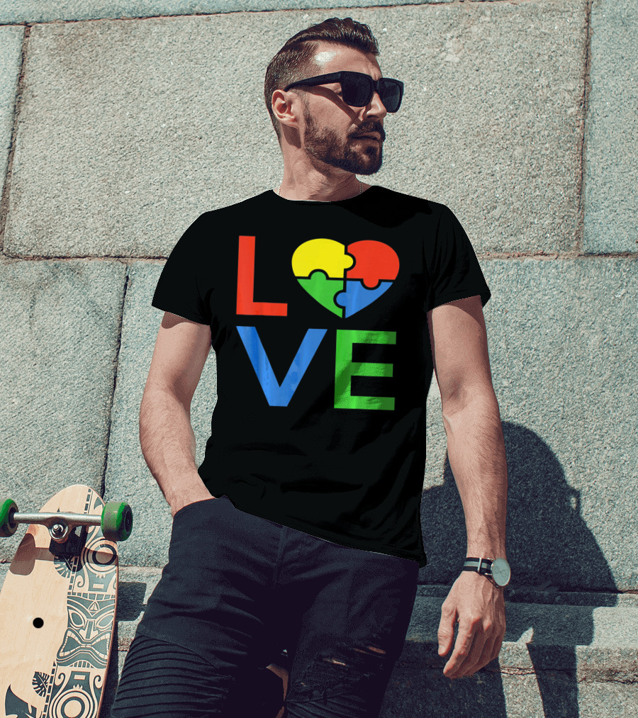 LOVE Heart Puzzle Autism Awareness Autistic T-Shirt