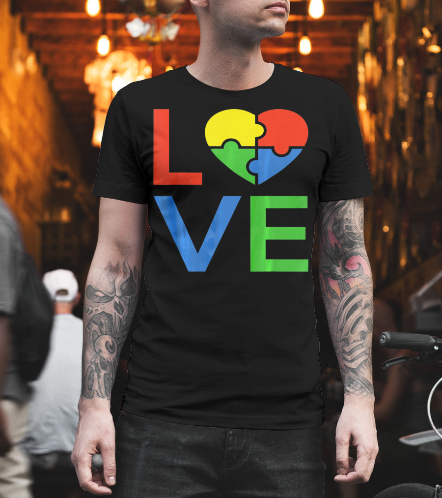 LOVE Heart Puzzle Autism Awareness Autistic T-Shirt