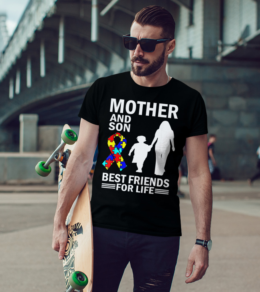 Mother And Son Autism Awareness Best Friends For Life Puzzle T-Shirt