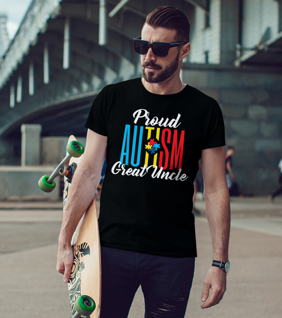 Proud Autism Great Uncle Awareness Puzzle Support T-Shirt