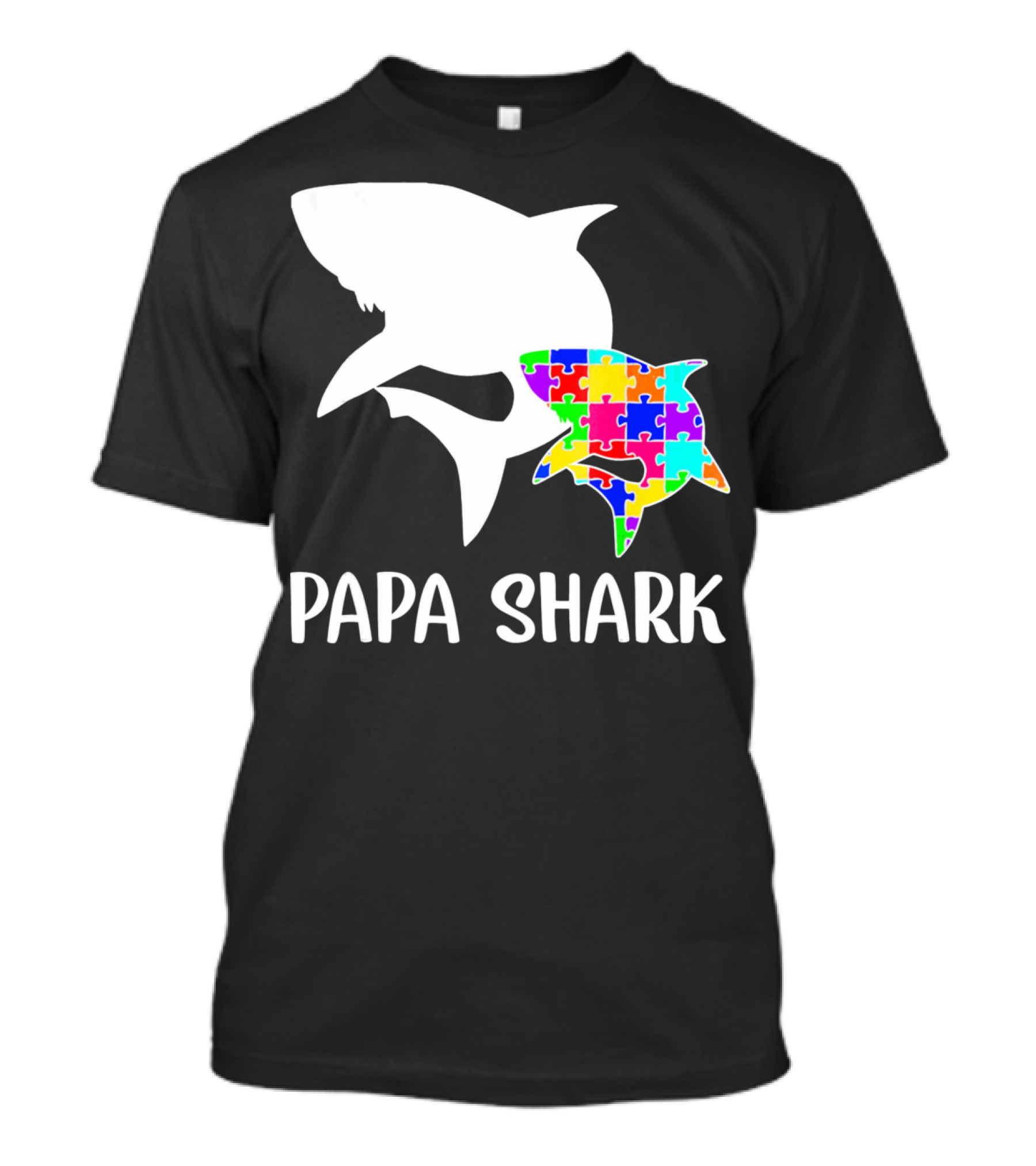 Papa Shark Autism Awareness Puzzle Shark T-Shirt