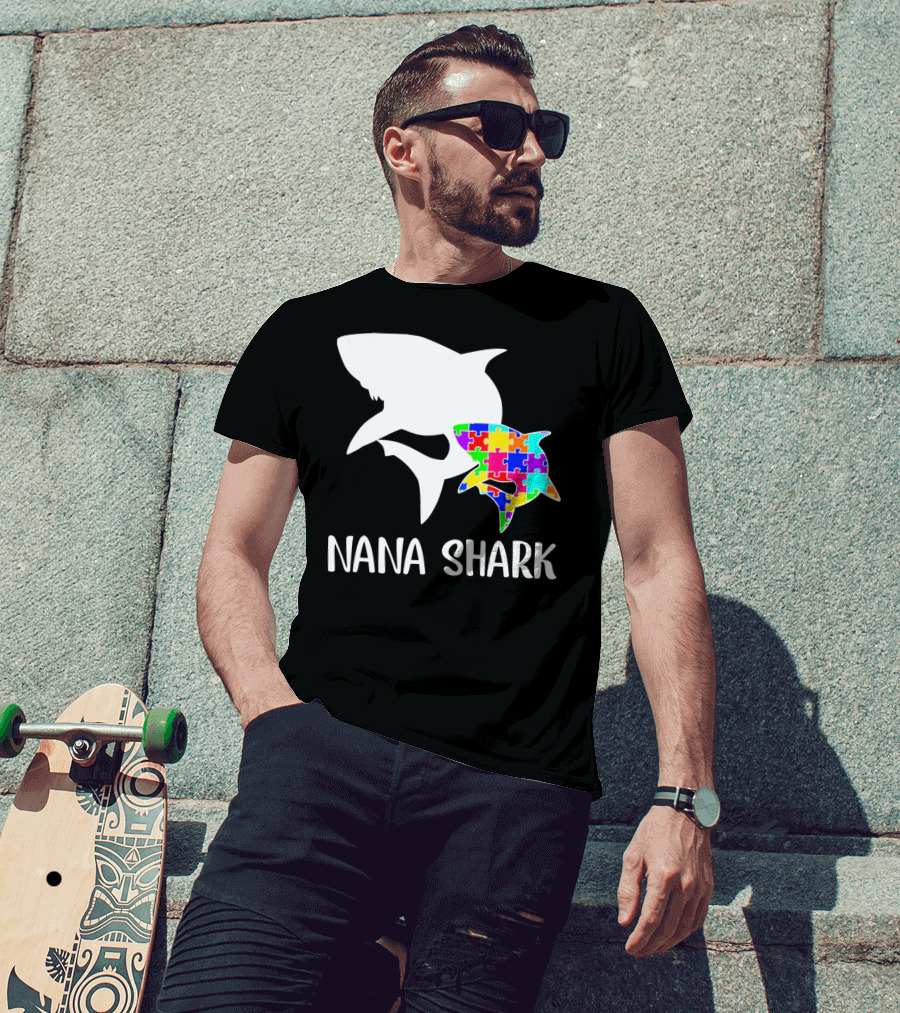 Nana Shark Puzzle Autism Awareness T-Shirt