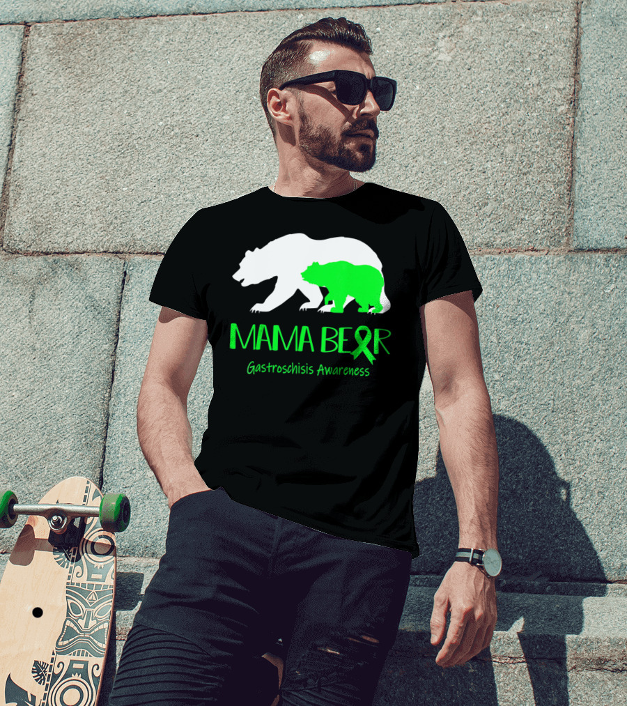 Mama Bear Gastroschisis Awareness Ribbon Symbol Bears T-Shirt