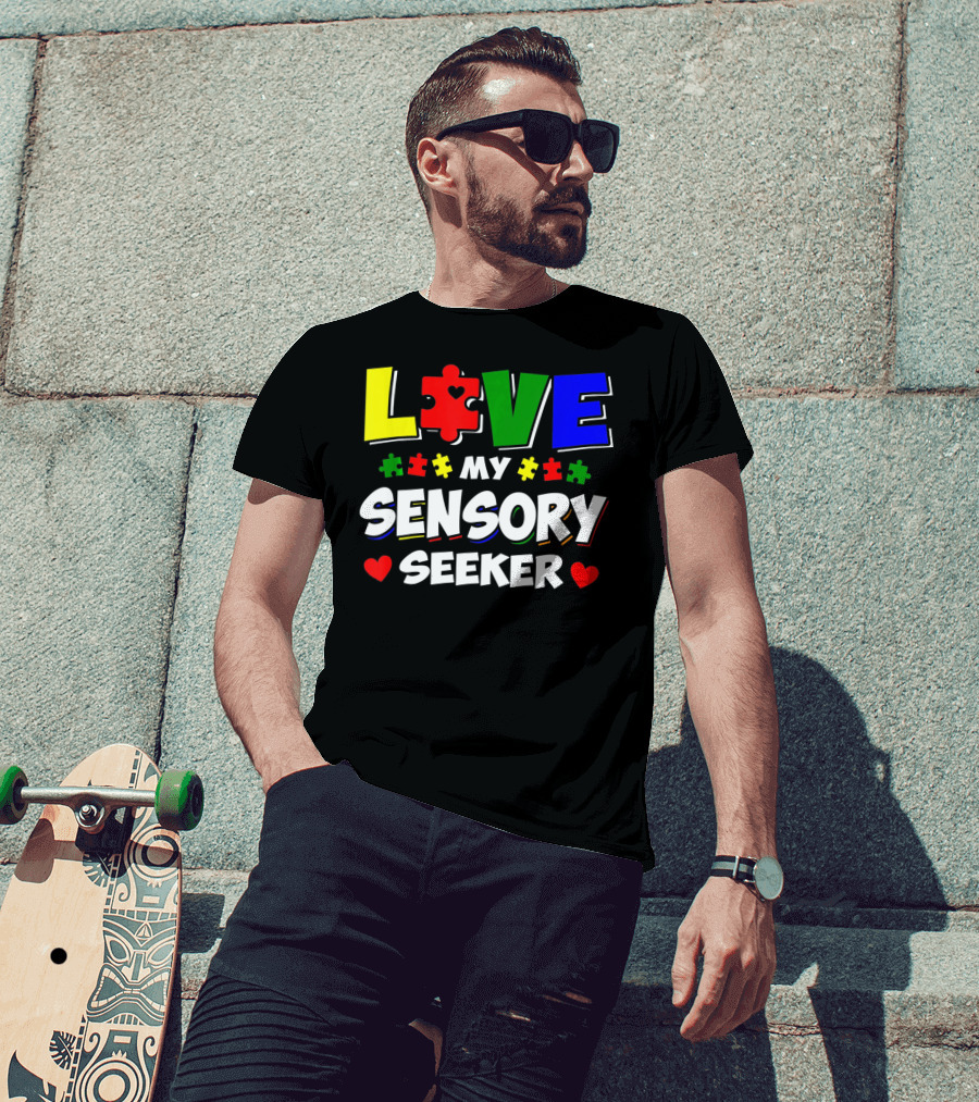 Love My Sensory Seeker Autism Awareness Day Puzzle T-Shirt