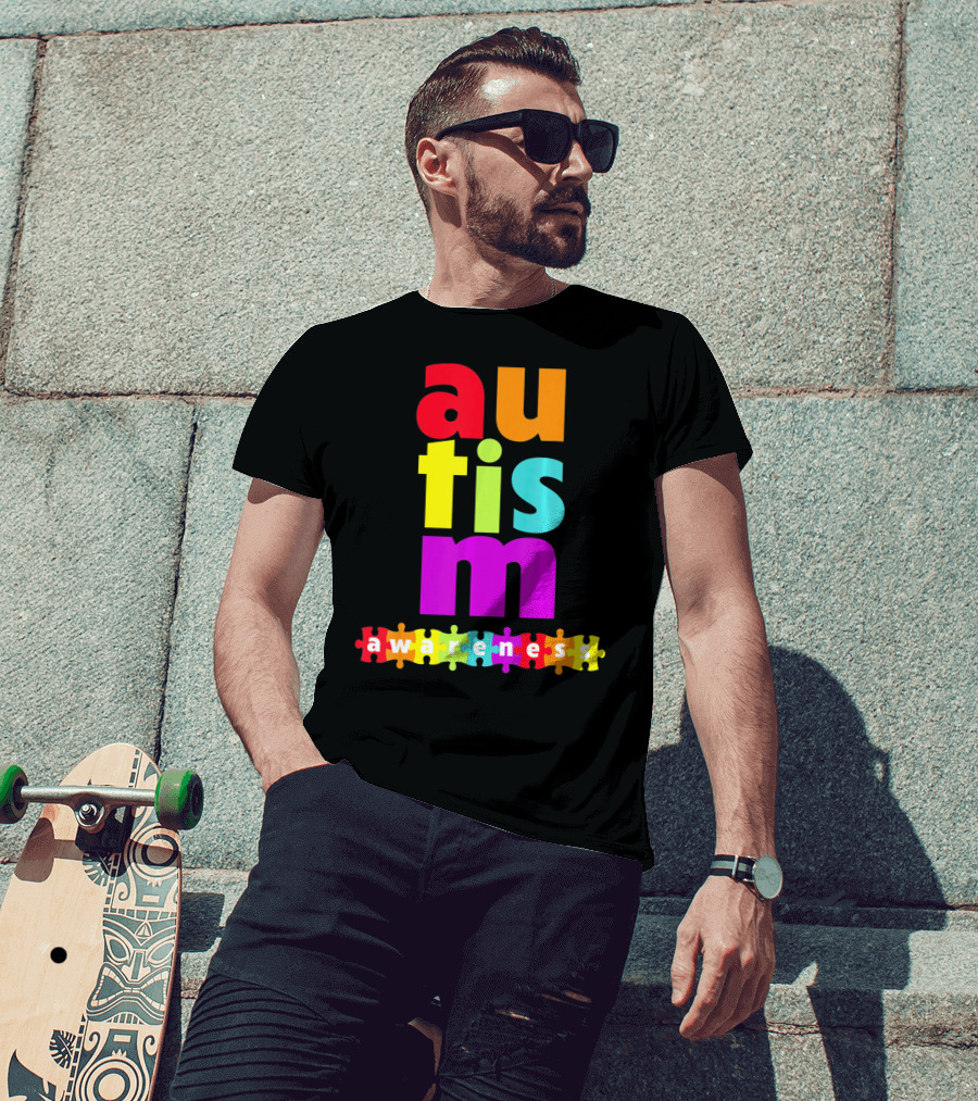 Autism Awareness Rainbow Puzzle Piece Autism Awareness T-Shirt