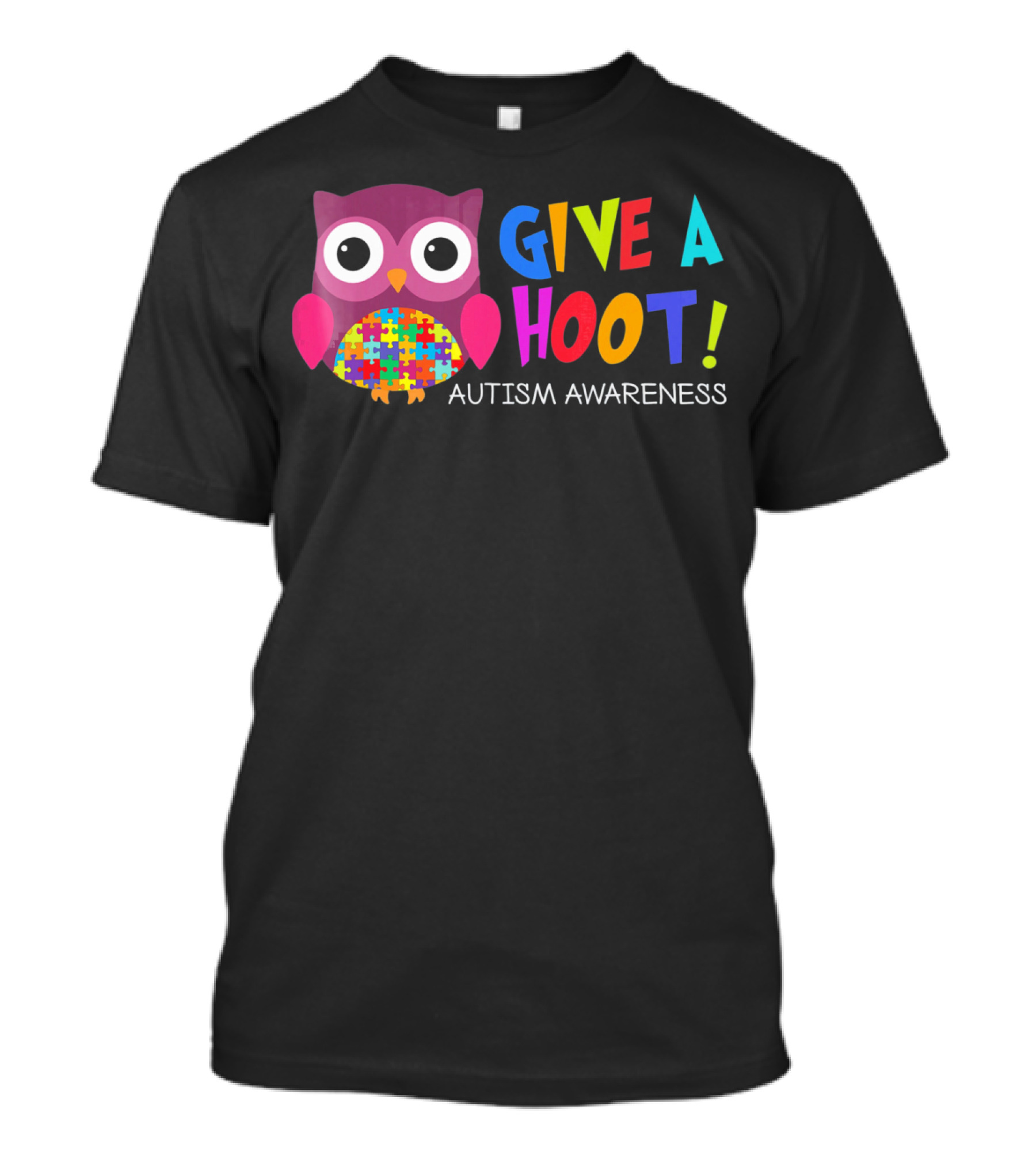 Give A Hoot Autism Awareness Owl Puzzle Piece T-Shirt