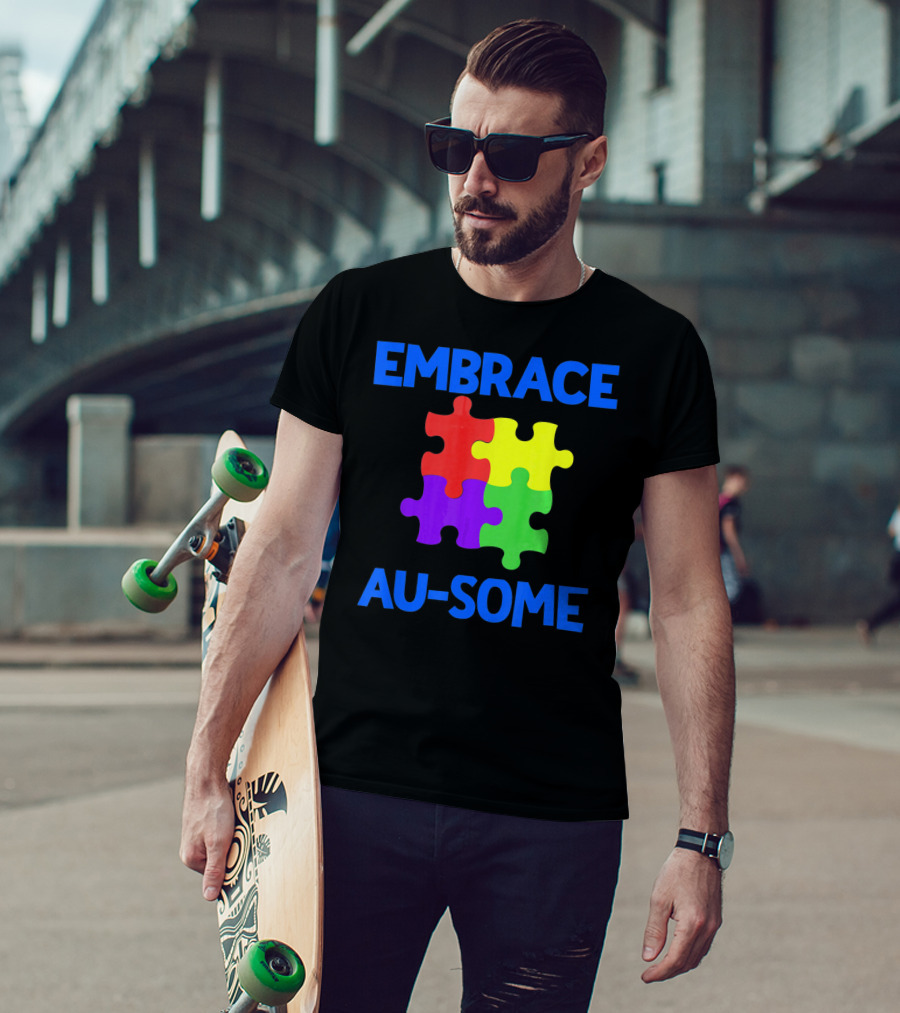 Embrace Au-some Autism Awareness Puzzle Piece T-Shirt