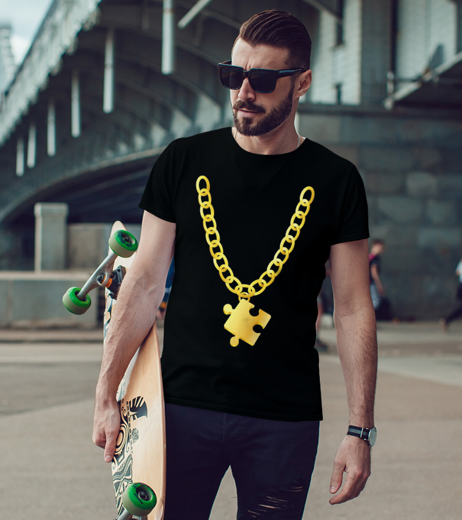 Original Autism Awareness Gold Puzzle Necklace T-Shirt
