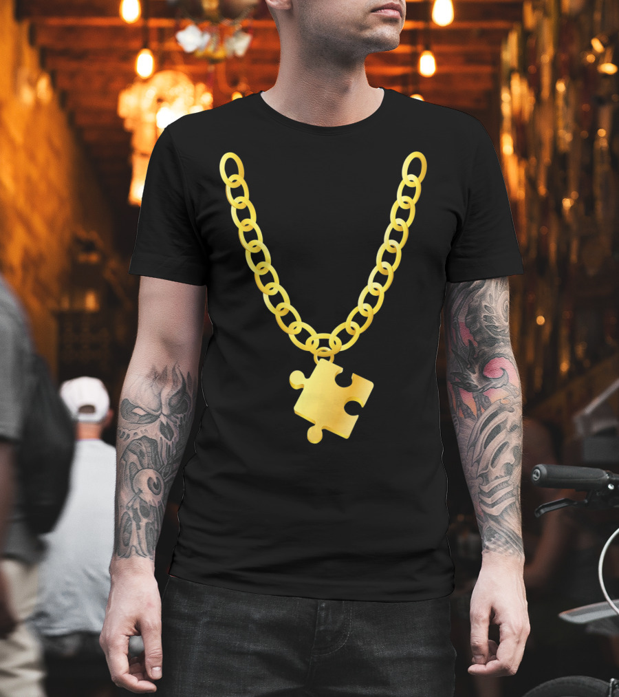 Original Autism Awareness Gold Puzzle Necklace T-Shirt