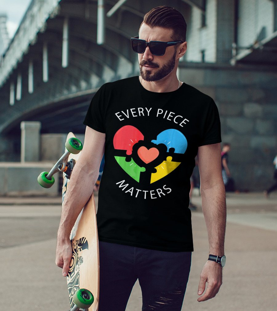 Every Piece Matters Puzzle Heart Colors Autism Awareness T-Shirt