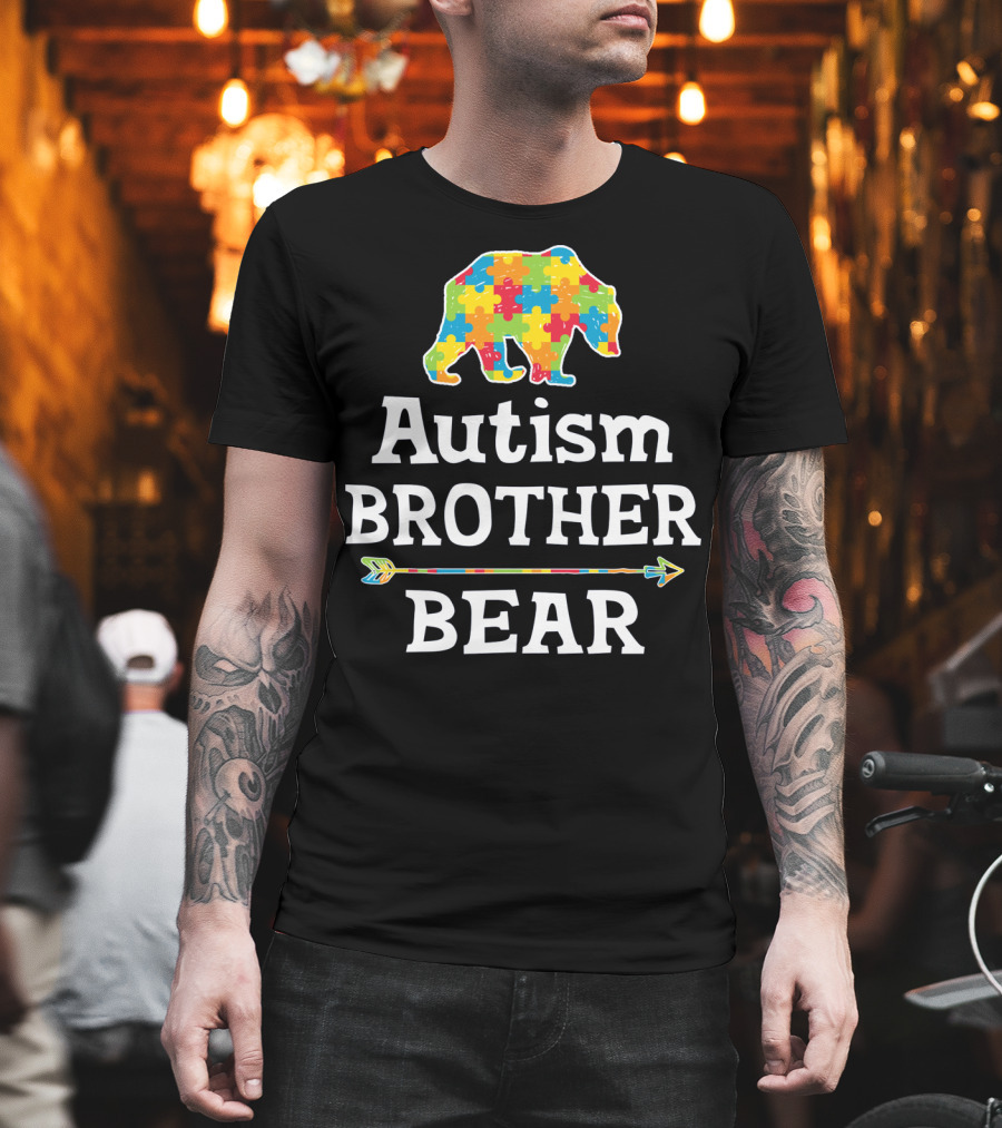 Autism Awareness BROTHER Bear Puzzle Piece Arrow T-Shirt