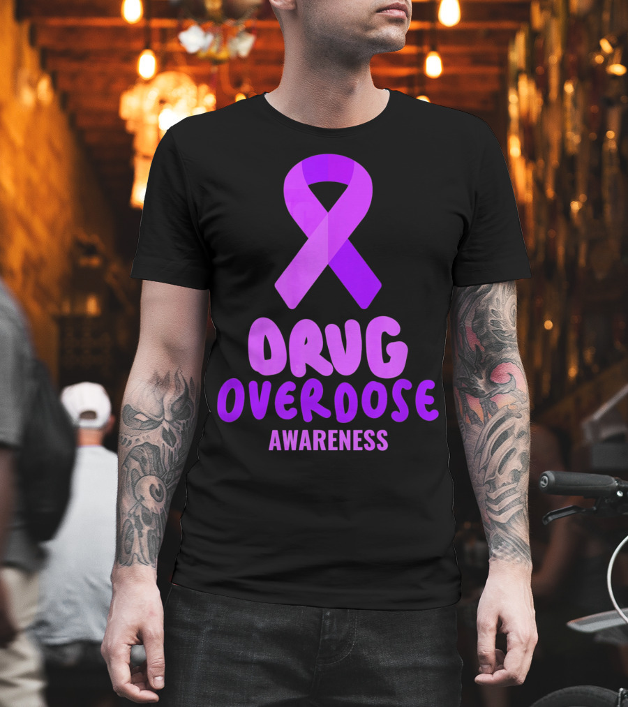 Drug Overdose Awareness Purple Ribbon Awareness T-Shirt