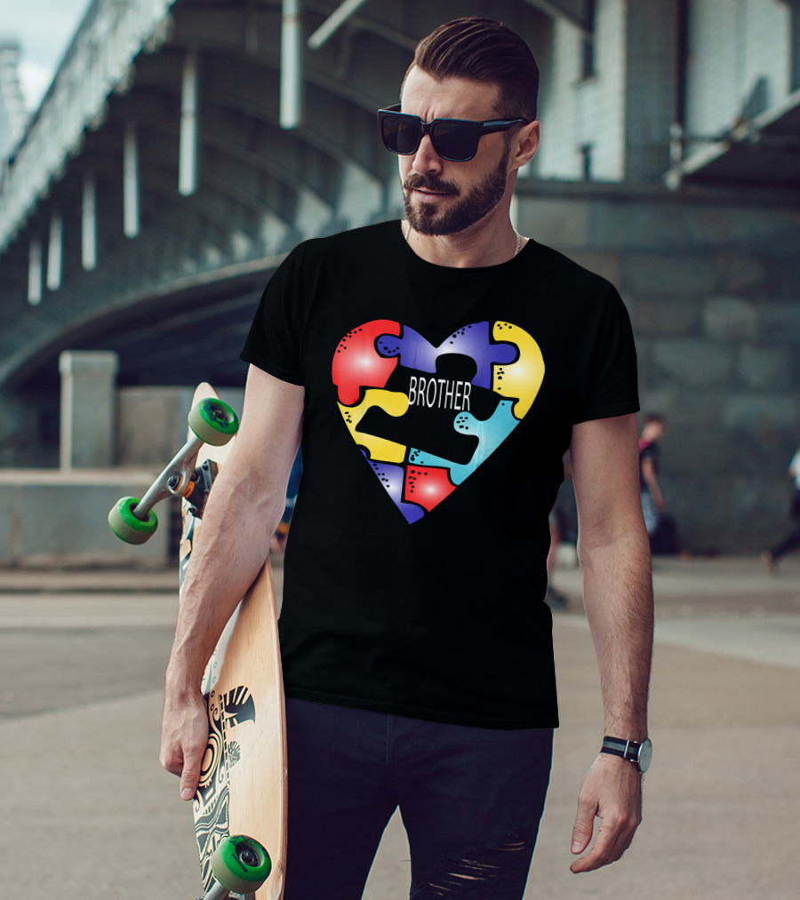 Brother Puzzle Heart Autism Awareness T-Shirt