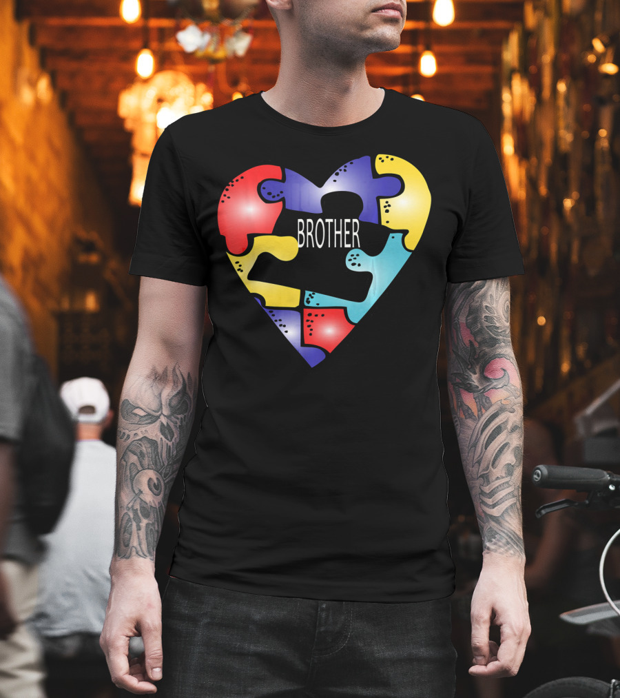 Brother Puzzle Heart Autism Awareness T-Shirt