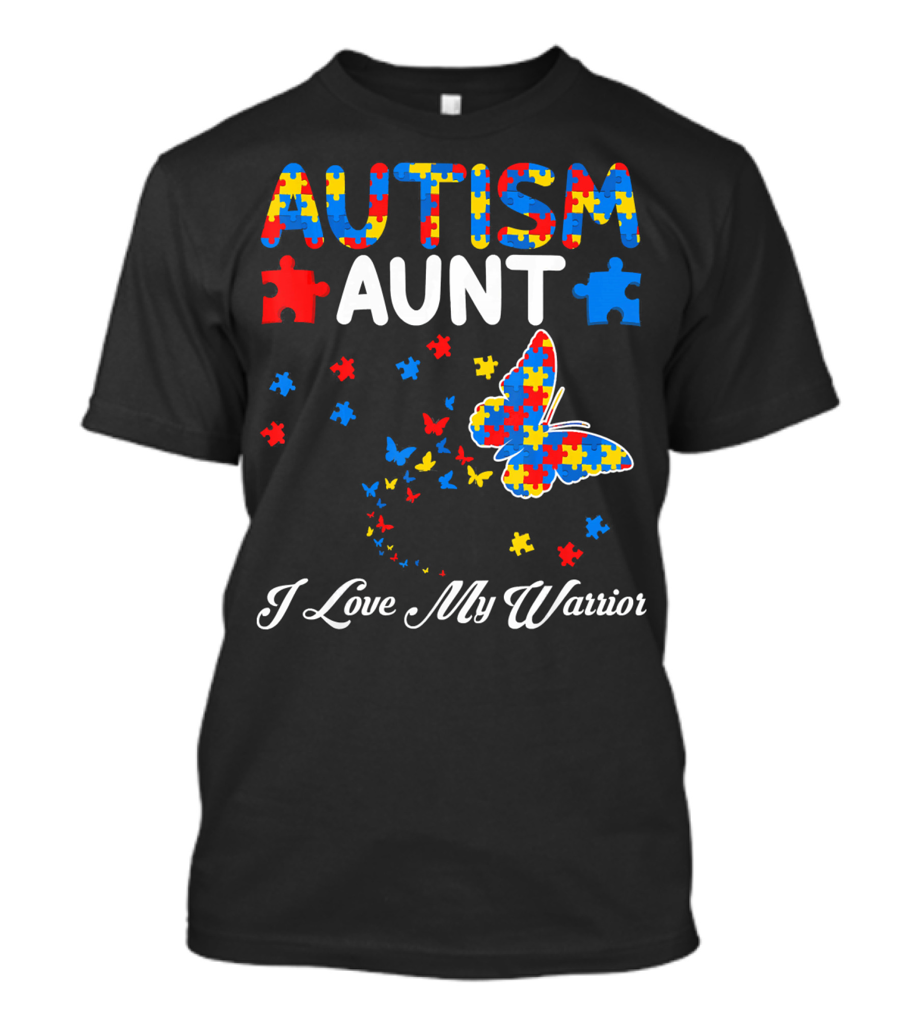 Autism Aunt I Love My Warrior Butterfly Puzzle T-Shirt