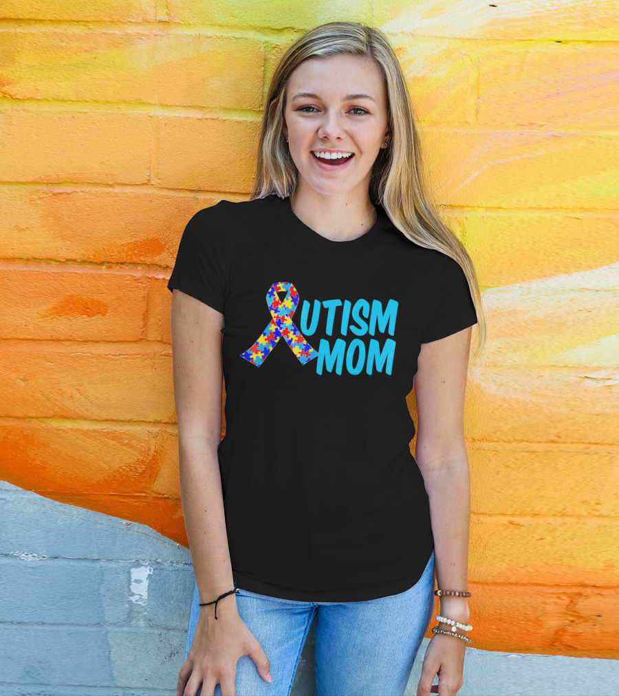 Autism Mom Puzzle Ribbon Awareness T-Shirt