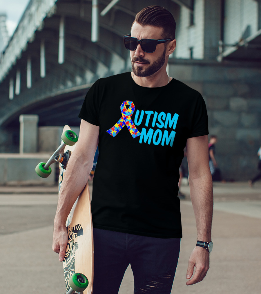 Autism Mom Puzzle Ribbon Awareness T-Shirt
