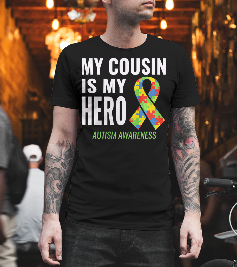 My Cousin Is My Hero Autism Awareness Puzzle T-Shirt
