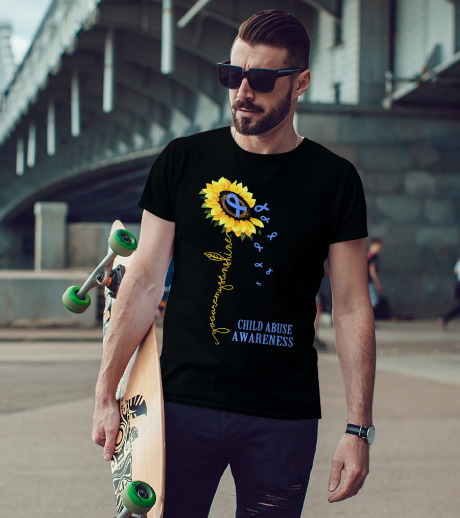 Youaremysunshine Child Abuse Awareness Sunflower Blue T-Shirt